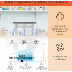 Klarstein Royal Flush Downdraft Cappa Aspirante 430 M³/h 60 Cm -Elettrodomestici Negozio 13295971 3
