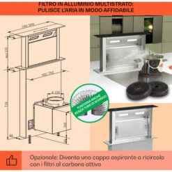 Klarstein Royal Flush Downdraft Cappa Aspirante 430 M³/h 60 Cm -Elettrodomestici Negozio 13295971 5