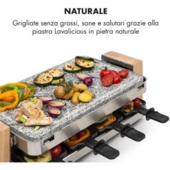 Klarstein Prime-Rib Raclette Grill Per 8 Pers. 1500 W Piastra In Pietra Naturale Acciaio Inox Piedini In Legno -Elettrodomestici Negozio 13296465 3