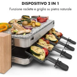 Klarstein Prime-Rib Raclette Grill Per 8 Pers. 1500 W Piastra In Pietra Naturale Acciaio Inox Piedini In Legno -Elettrodomestici Negozio 13296465 4
