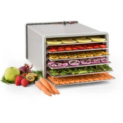 Klarstein Fruit Jerky Steel 6 - Essiccatore, 6 Ripiani, 630 W, Superficie: 0,65 M²