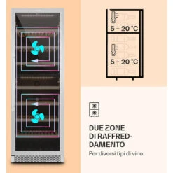 Klarstein Reserva 166 Duo - Frigorifero Per Vini, 166 Bottiglie, 379 Litri, 2 Zone, Touch -Elettrodomestici Negozio 14061647 3