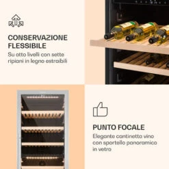 Klarstein Reserva 166 Duo - Frigorifero Per Vini, 166 Bottiglie, 379 Litri, 2 Zone, Touch -Elettrodomestici Negozio 14061647 5