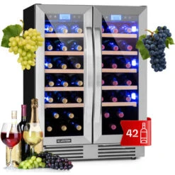 Klarstein Vinovilla 42 Twin Built-In Duo Frigovino A Due Zone 126l 42 Bott. 3 Colori Vetro