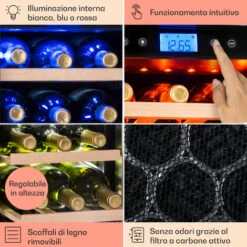 Klarstein Vinovilla 42 Twin Built-In Duo Frigovino A Due Zone 126l 42 Bott. 3 Colori Vetro -Elettrodomestici Negozio 14061924 5