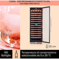 Klarstein Vinovilla Grande 165 Built-in Uno - Frigorifero Per Vini, 425 L, 165 Bottiglie, Luce A 3 Colori, Sportello In Vetro -Elettrodomestici Negozio 14061926 3