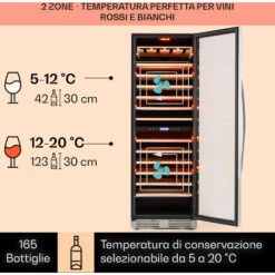 Klarstein Vinovilla Grande 165 Built-in Duo - Frigorifero Per Vini, 425 L, 165 Bottiglie, Luce A 3 Colori, Sportello In Vetro -Elettrodomestici Negozio 14061927 3