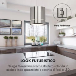 Klarstein Tron Ambience Cappa A Isola Ø38cm Ricircolo 540m³/h LED Acciaio Inox 9 Klarstein Tron Ambience Cappa A Isola Ø38cm Ricircolo 540m³/h LED Acciaio Inox -Elettrodomestici Negozio 14061982 3
