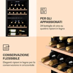 Klarstein Barossa 34 Duo - Frigorifero Per Vini, 34 Bottiglie, 80 Litri, 2 Zone, Controllo Touch -Elettrodomestici Negozio 14062023 5