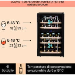 Klarstein Barossa 40 Duo - Frigorifero Per Vini, 2 Zone, 41 Bottiglie, Porta Di Vetro, Touch, LED 9 Klarstein Barossa 40 Duo - Frigorifero Per Vini, 2 Zone, 41 Bottiglie, Porta Di Vetro, Touch, LED -Elettrodomestici Negozio 14062027 3