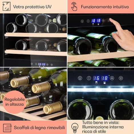 Klarstein Barossa 40 Duo - Frigorifero Per Vini, 2 Zone, 41 Bottiglie, Porta Di Vetro, Touch, LED 7 Klarstein Barossa 40 Duo - Frigorifero Per Vini, 2 Zone, 41 Bottiglie, Porta Di Vetro, Touch, LED - immagine 5