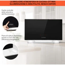Klarstein Kronleuchter L Cappa A Isola 60cm Scarico: 590m³/h LED Touch Nero 10 Klarstein Kronleuchter L Cappa A Isola 60cm Scarico: 590m³/h LED Touch Nero -Elettrodomestici Negozio 14062087 4