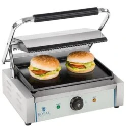 Piastra Bar Panini In Ghisa Singola Rigata Professionale Toast Media 2200 W -Elettrodomestici Negozio 15852684 3