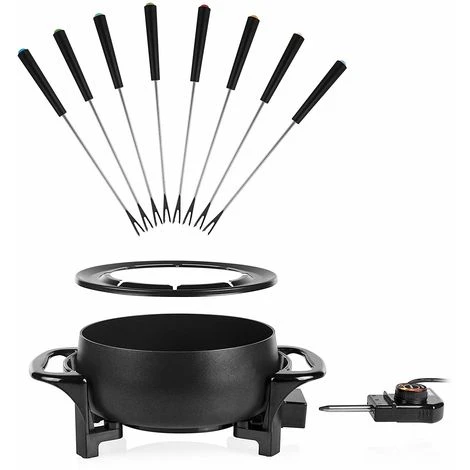 Set Fonduta In Alluminio Nero Per 8 Persone Con Forchette Termostato Regolabile 6 Set Fonduta In Alluminio Nero Per 8 Persone Con Forchette Termostato Regolabile - immagine 4