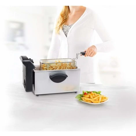 Friggitrice Elettrica In Acciaio Inox 3 Lt 2000W Termostato Regolabile 190 Gradi 4 Friggitrice Elettrica In Acciaio Inox 3 Lt 2000W Termostato Regolabile 190 Gradi - immagine 2