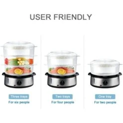 VAPORIERA ELETTRICA IN ACCIAIO INOX CON TIMER3 CESTINI 800W BPA FREE FORNETTI A VAPORE -Elettrodomestici Negozio 18052621 3