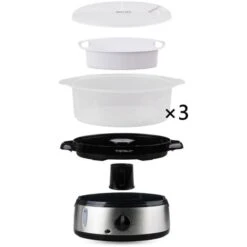 VAPORIERA ELETTRICA IN ACCIAIO INOX CON TIMER3 CESTINI 800W BPA FREE FORNETTI A VAPORE -Elettrodomestici Negozio 18052621 4