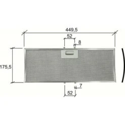 FILTRO CAPPA ELICA,TURBOAIR IN ALLUMINIO'CURVO' Mm.449,5 X 172 X 9 F 244