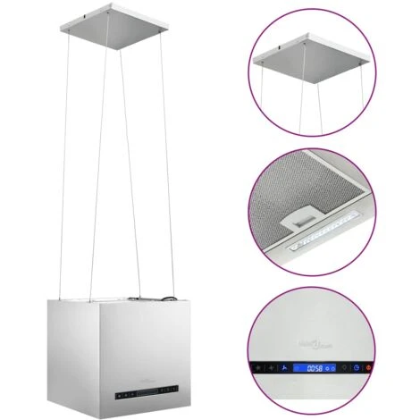 Cappa Da Cucina Ad Isola Sospesa LCD Con Sensore 37 Cm Acciaio VidaXL 3 Cappa Da Cucina Ad Isola Sospesa LCD Con Sensore 37 Cm Acciaio VidaXL