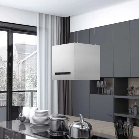 Cappa Da Cucina Ad Isola Sospesa LCD Con Sensore 37 Cm Acciaio VidaXL 4 Cappa Da Cucina Ad Isola Sospesa LCD Con Sensore 37 Cm Acciaio VidaXL - immagine 2
