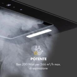 Klarstein Hektor Eco Cappa Aspirante Da Incasso 52 Cm 566 M³/h Touch Vetro Nero -Elettrodomestici Negozio 20110761 3