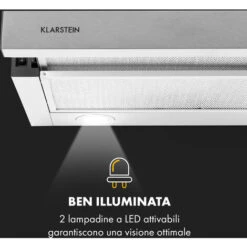 Klarstein Viola Cappa Aspirante Acciaio Inox 59,6 Cm 612m³/h Classe A Argento -Elettrodomestici Negozio 20154985 5