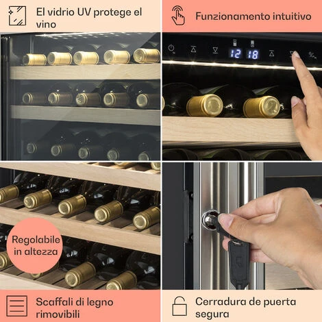 Klarstein Vinovilla 79 Built-In Duo Frigorifero Per Vini A Due Zone, 190l, 79 Bott., Anta In Vetro A 3 Strati 7 Klarstein Vinovilla 79 Built-In Duo Frigorifero Per Vini A Due Zone, 190l, 79 Bott., Anta In Vetro A 3 Strati - immagine 5