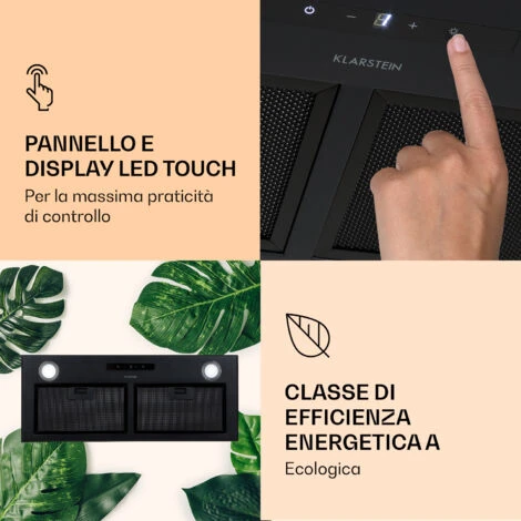 Klarstein Paolo - Cappa Aspirante Da Incasso, 72 Cm, Classe Energetica: A, 593 M³/h, LED Touch 7 Klarstein Paolo - Cappa Aspirante Da Incasso, 72 Cm, Classe Energetica: A, 593 M³/h, LED Touch - immagine 5
