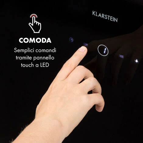 Klarstein Laurel 90 Cappa Aspirante 90cm Aria Di Scarico: 350 M³/h LED Touch Nero 6 Klarstein Laurel 90 Cappa Aspirante 90cm Aria Di Scarico: 350 M³/h LED Touch Nero - immagine 4