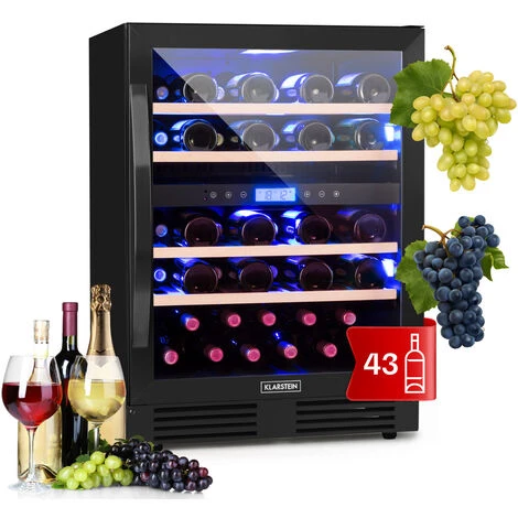 Klarstein Vinovilla 43 Built-In Duo Cantinetta-frigo Per Vini - Onyx Edition - 129l 43 Bottiglie 2 Zone 3 Klarstein Vinovilla 43 Built-In Duo Cantinetta-frigo Per Vini - Onyx Edition - 129l 43 Bottiglie 2 Zone