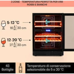 Klarstein Vinovilla 43 Built-In Duo Cantinetta-frigo Per Vini - Onyx Edition - 129l 43 Bottiglie 2 Zone 9 Klarstein Vinovilla 43 Built-In Duo Cantinetta-frigo Per Vini - Onyx Edition - 129l 43 Bottiglie 2 Zone -Elettrodomestici Negozio 22854288 3