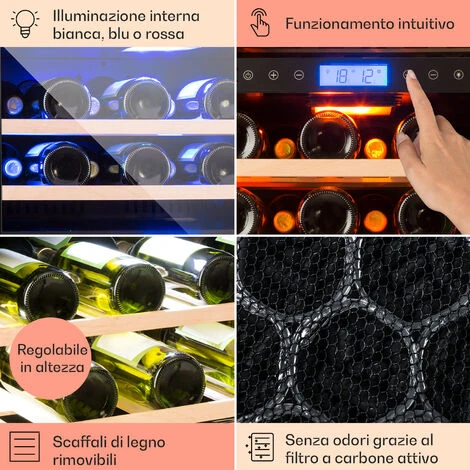 Klarstein Vinovilla 43 Built-In Duo Cantinetta-frigo Per Vini - Onyx Edition - 129l 43 Bottiglie 2 Zone 7 Klarstein Vinovilla 43 Built-In Duo Cantinetta-frigo Per Vini - Onyx Edition - 129l 43 Bottiglie 2 Zone - immagine 5