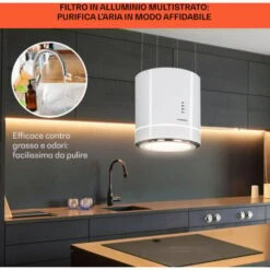 Klarstein Tron Ambience Cappa Aspirante A Isola Ø38cm Ricircolo 540m³/h LED Bianco 11 Klarstein Tron Ambience Cappa Aspirante A Isola Ø38cm Ricircolo 540m³/h LED Bianco -Elettrodomestici Negozio 22854335 5 1
