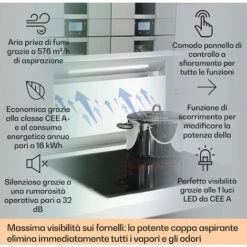 Klarstein Royal Flush Eco Cappa Aspirante, 60 Cm, 576 M³/h, A+ -Elettrodomestici Negozio 22854427 2