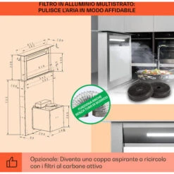 Klarstein Royal Flush Eco Cappa Aspirante, 60 Cm, 576 M³/h, A+ -Elettrodomestici Negozio 22854427 5
