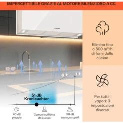 Klarstein Kronleuchter XL Cappa Aspirante A Isola 90cm Ricircolo 590m³/h LED Touch Bianco -Elettrodomestici Negozio 22854530 3