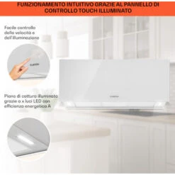 Klarstein Kronleuchter XL Cappa Aspirante A Isola 90cm Ricircolo 590m³/h LED Touch Bianco -Elettrodomestici Negozio 22854530 4