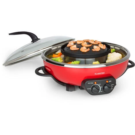 Klarstein Szechuan Hot Pot E Piastra Grill 5l Vol. 1350 W, 600 W Rosso 3 Klarstein Szechuan Hot Pot E Piastra Grill 5l Vol. 1350 W, 600 W Rosso