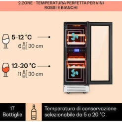 Klarstein Cantinetta-frigo Per Vini Vinovilla 17 Built-In Duo A Due Zone 53l 17 Bott. 3 Colori Anta In Vetro -Elettrodomestici Negozio 23123811 3
