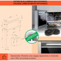 Klarstein Royal Flush Eco Cappa Aspirante, 90 Cm, 576 M³/h, A+ -Elettrodomestici Negozio 23702107 5