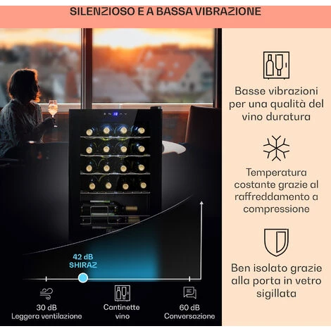 Klarstein Klarstein Shiraz 20 Uno - Frigorifero Per Vini, 53 L, 20 Bottiglie, Pannello Di Controllo Touch, 5-18°C 6 Klarstein Klarstein Shiraz 20 Uno - Frigorifero Per Vini, 53 L, 20 Bottiglie, Pannello Di Controllo Touch, 5-18°C - immagine 4