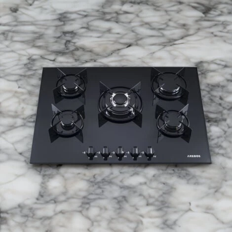 AREBOS Piano Cottura A Gas 5 Fiamme Vetroceramica Stufa Da Incasso Gas 4 AREBOS Piano Cottura A Gas 5 Fiamme Vetroceramica Stufa Da Incasso Gas - immagine 2