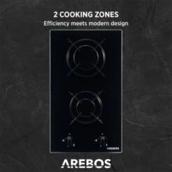 AREBOS Piano Cottura A Gas Due Fuochi Vetroceramica Include Griglie E Fiamma Pilota -Elettrodomestici Negozio 26508396 4