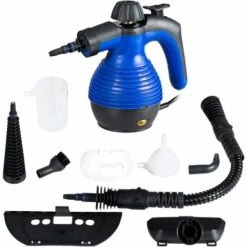 Pulitore Vapore 350 Ml, Pulitore A Vapore Portatile Multiuso 3 Bar, Con 9 Accessori (Blu)