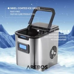 AREBOS Macchina Per Cubetti Di Ghiaccio Acciaio Inossidabile 2,2L LCD 12 Kg/24h -Elettrodomestici Negozio 26705775 4