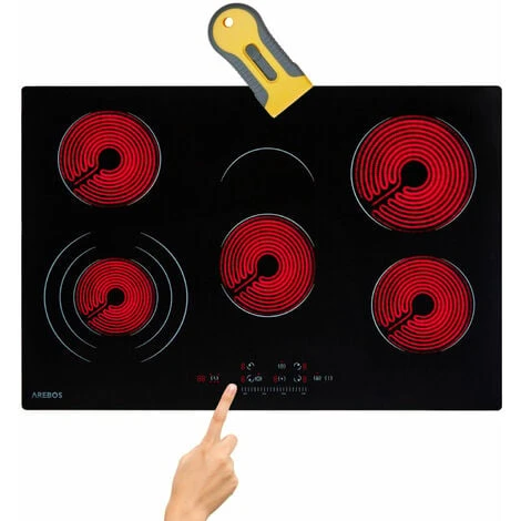 AREBOS Fornello In Vetroceramica Piastre Autosufficiente 8600 W 5 Fuochi 3 AREBOS Fornello In Vetroceramica Piastre Autosufficiente 8600 W 5 Fuochi