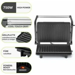 Monzana Grill A Contatto MZ608 Griglia Da Tavolo BPA Free Bistecchiera Tostiera Panini Maker 750W Antiaderente Tostapane -Elettrodomestici Negozio 26849071 3
