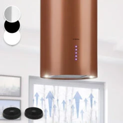 Klarstein Beretta, Cappa A Isola, Ø 35 Cm, Scarico/Ricircolo, 650m³/h, LED, Rame