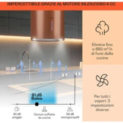 Klarstein Beretta, Cappa A Isola, Ø 35 Cm, Scarico/Ricircolo, 650m³/h, LED, Rame -Elettrodomestici Negozio 27196771 3