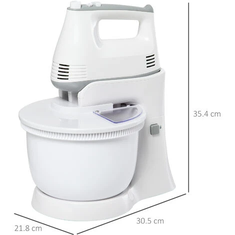 HOMCOM Impastatrice Planetaria Mixer Elettrico A Mano 6 Velocità, Ciotola 3.4L 5 HOMCOM Impastatrice Planetaria Mixer Elettrico A Mano 6 Velocità, Ciotola 3.4L - immagine 3